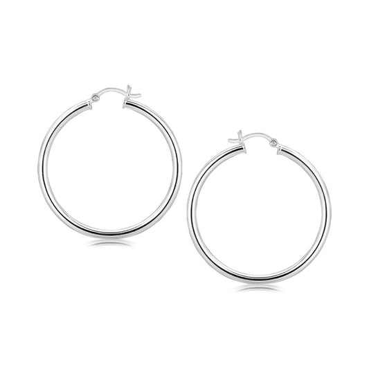 Sphère Classique Hoops — Rhodium-Plated Sterling Silver, 40 mm