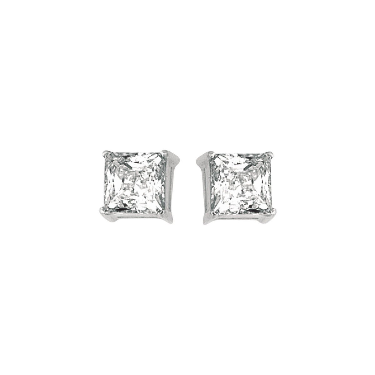Sterling Silver Princess CZ Stud Earrings
