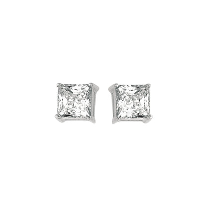 Sterling Silver Princess CZ Stud Earrings