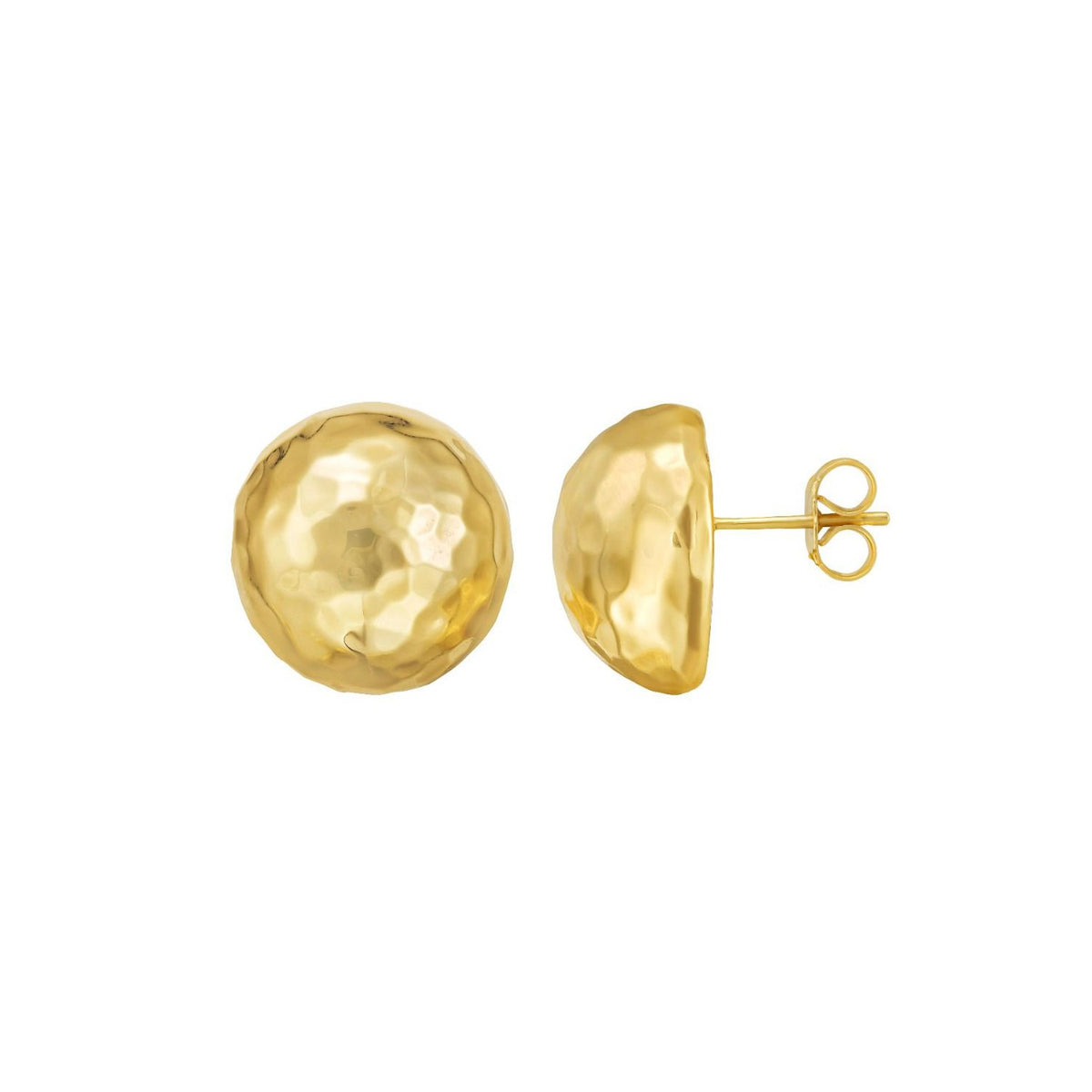 14K Yellow Gold Diamond Cut Faceted Ball Earrings