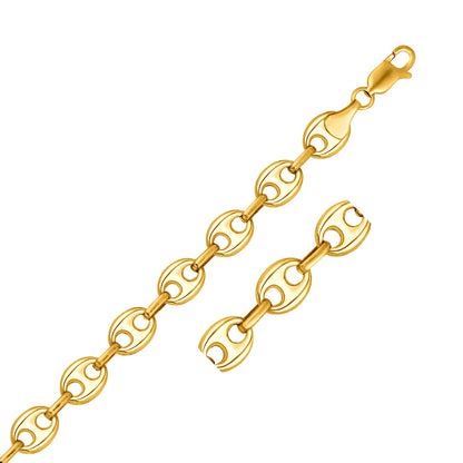 14k Yellow Gold Puffed Mariner Link Chain