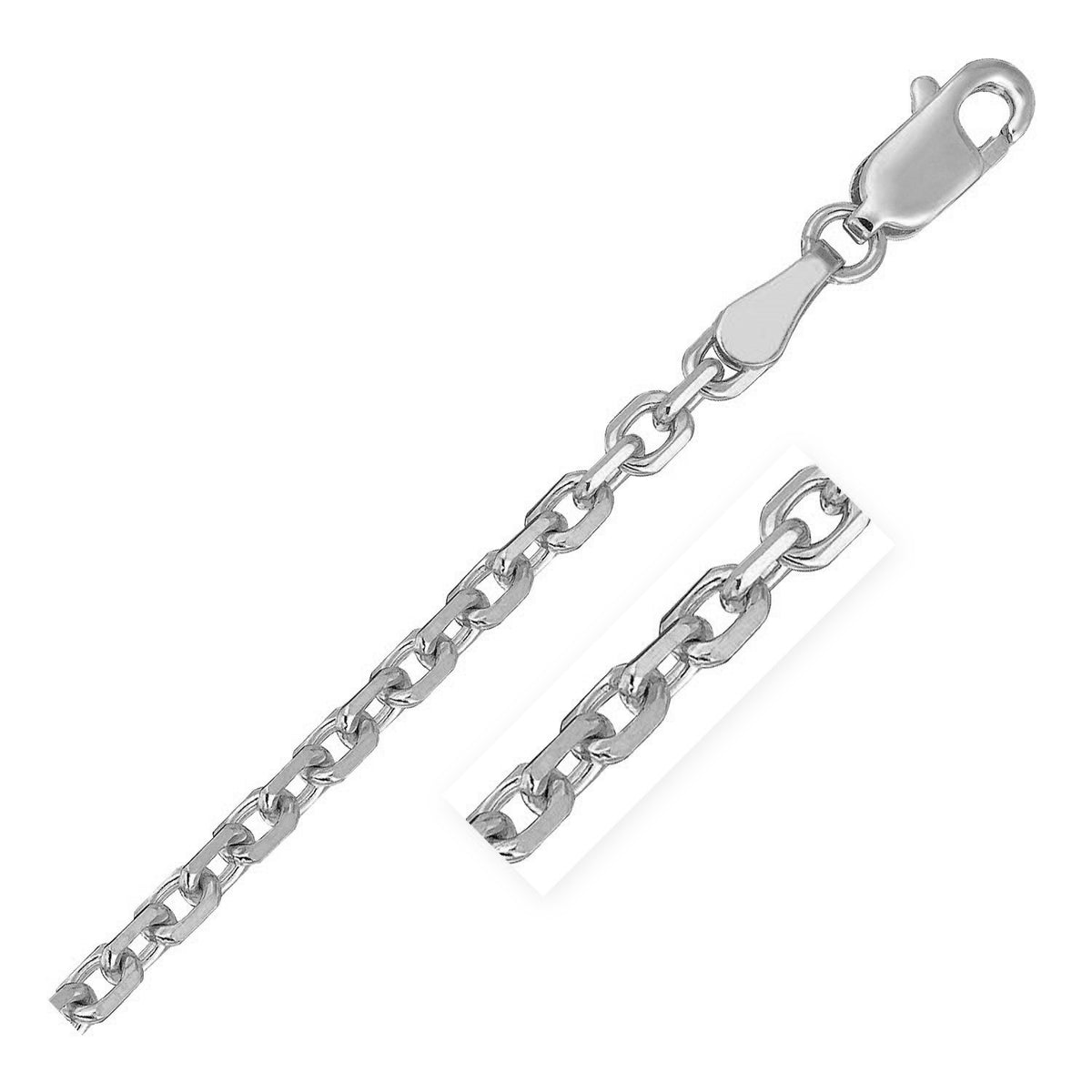 18k White Gold Diamond Cut Cable Link Chain