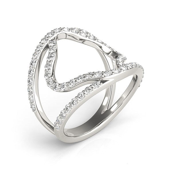 14k White Gold Diamond Flower Style Dual Band Ring (5/8 cttw) RCJ Rings  CELESTIA LUXE JEWELLERS