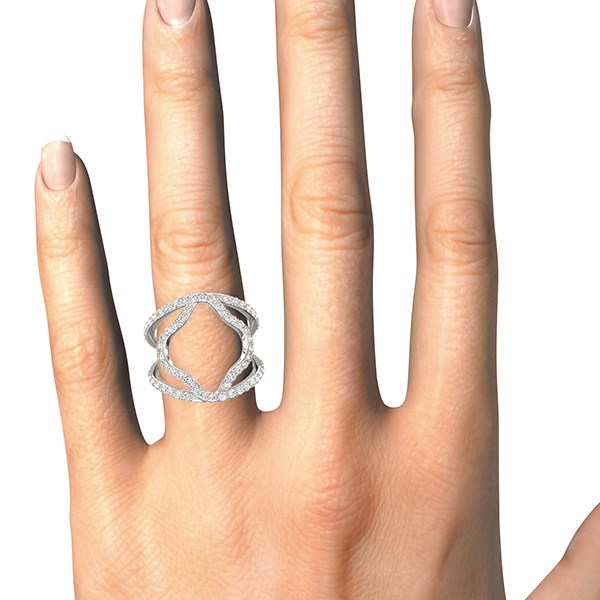 14k White Gold Diamond Flower Style Dual Band Ring (5/8 cttw) RCJ Rings  CELESTIA LUXE JEWELLERS