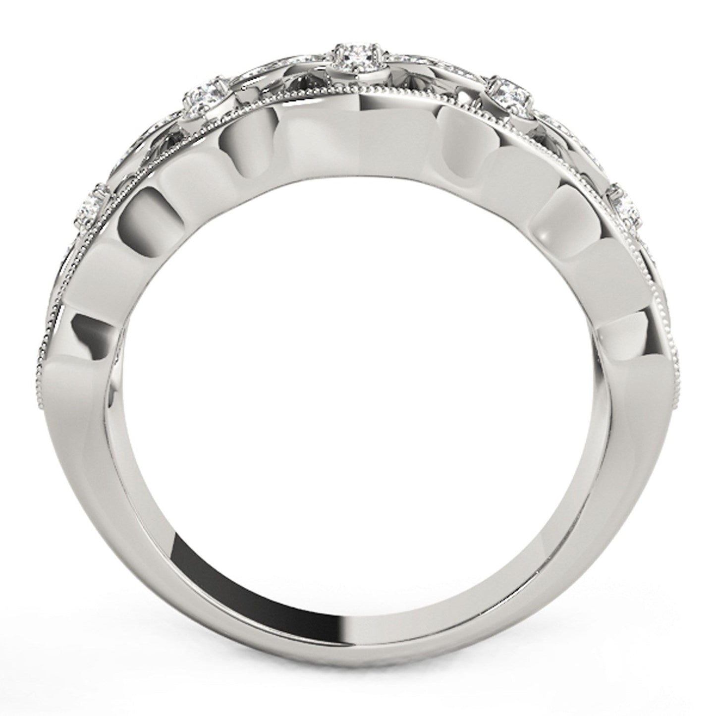 Diamond Studded Four Leaf Clover Motif Ring in 14k White Gold (1/4 cttw) RCJ Rings  CELESTIA LUXE JEWELLERS
