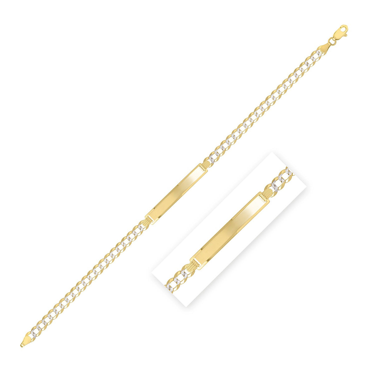 14k Yellow Gold Pave Curb ID Bracelet