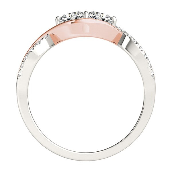 14k White And Rose Gold Infinity Style Two Stone Diamond Ring (5/8 cttw) RCJ Rings  CELESTIA LUXE JEWELLERS
