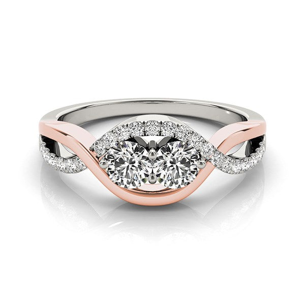 14k White And Rose Gold Infinity Style Two Stone Diamond Ring (5/8 cttw) RCJ Rings  CELESTIA LUXE JEWELLERS