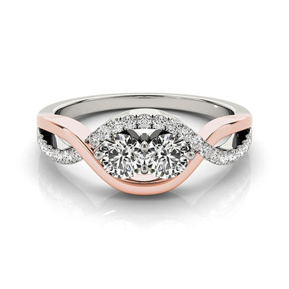 14k White And Rose Gold Infinity Style Two Stone Diamond Ring (5/8 cttw) RCJ Rings  CELESTIA LUXE JEWELLERS