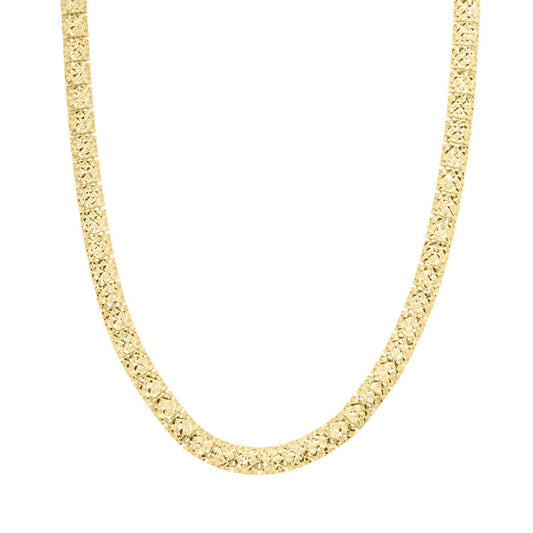 Serré Square Link Necklace — 10K Yellow Gold, Diamond-Cut