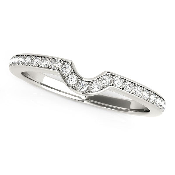 14k White Gold Modern Curved Prong Set Diamond Wedding Band (1/8 cttw) RCJ Rings  CELESTIA LUXE JEWELLERS