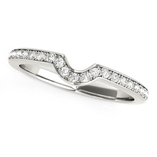 14k White Gold Modern Curved Prong Set Diamond Wedding Band (1/8 cttw) RCJ Rings  CELESTIA LUXE JEWELLERS
