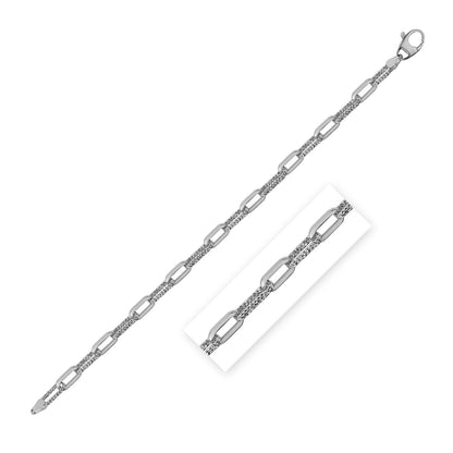 14k White Gold Diamante Paperclip Chain Bracelet