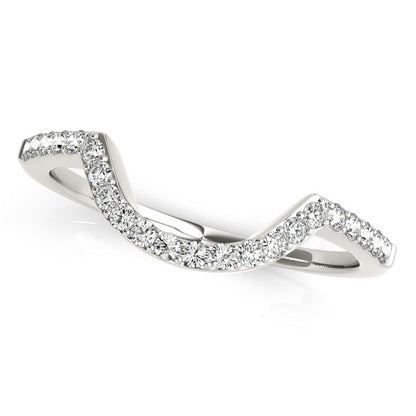 14k White Gold Curved Diamond Wedding Band (1/)