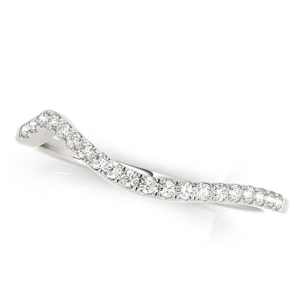 14k White Gold Modern Curved Diamond Wedding Band (1/)