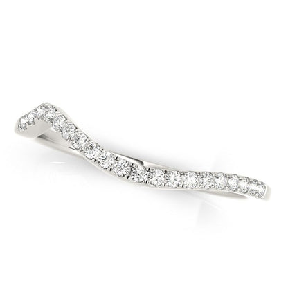 14k White Gold Modern Curved Diamond Wedding Band (1/)