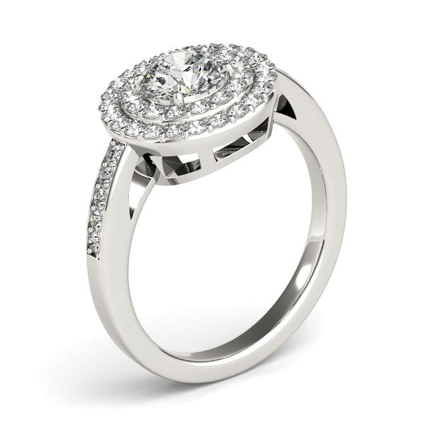 14k White Gold Round with Two-Row Halo Diamond Engagement Ring (1 1/2 cttw) RCJ Rings  CELESTIA LUXE JEWELLERS