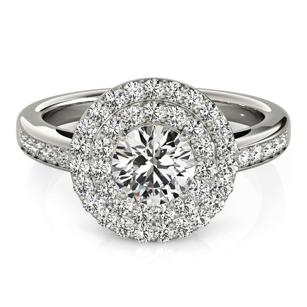 14k White Gold Round with Two-Row Halo Diamond Engagement Ring (1 1/2 cttw) RCJ Rings  CELESTIA LUXE JEWELLERS