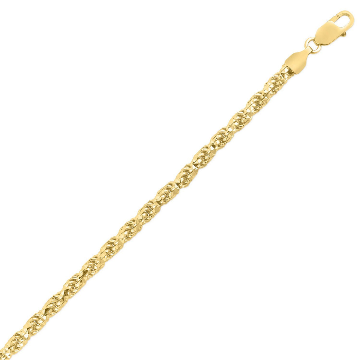 Sterling Silver Yellow Gold Plated Diamond Cut Royal Rope Chain