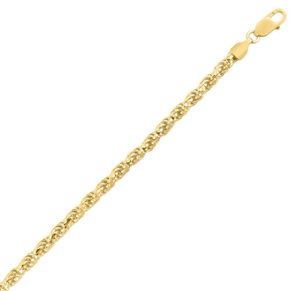 Sterling Silver Yellow Gold Plated Diamond Cut Royal Rope Chain