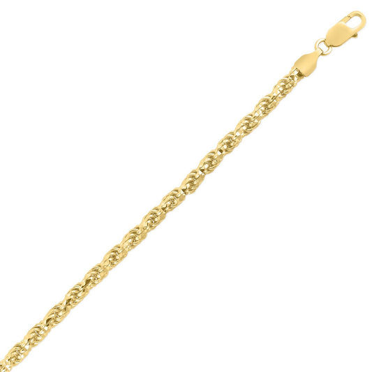 Sterling Silver Yellow Gold Plated Diamond Cut Royal Rope Chain