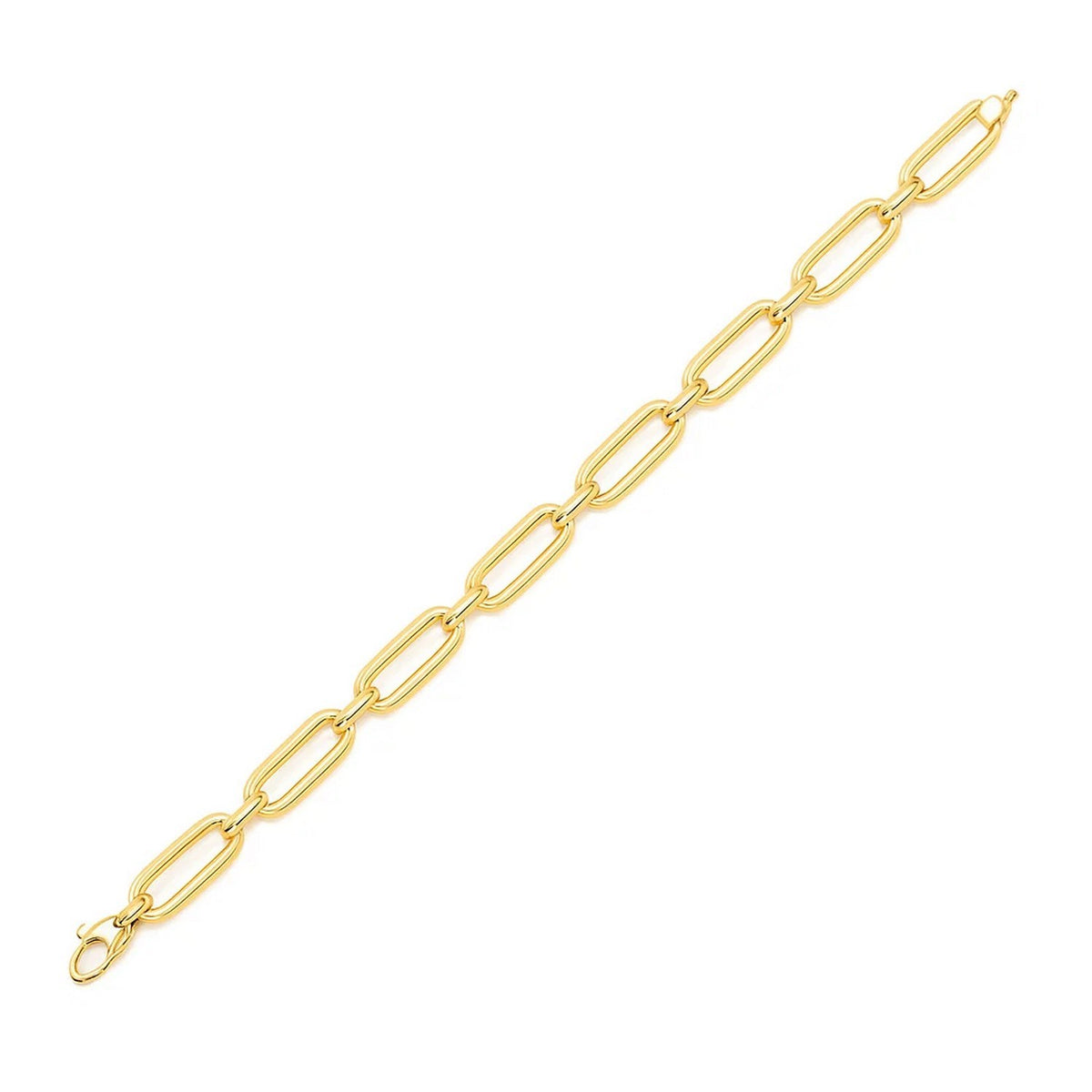 14k Yellow Gold 7 1/4 inch Bombay Paperclip Chain Bracelet
