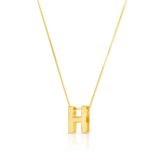 14K Yellow Gold Yours Truly Block Letter Initial H Necklace