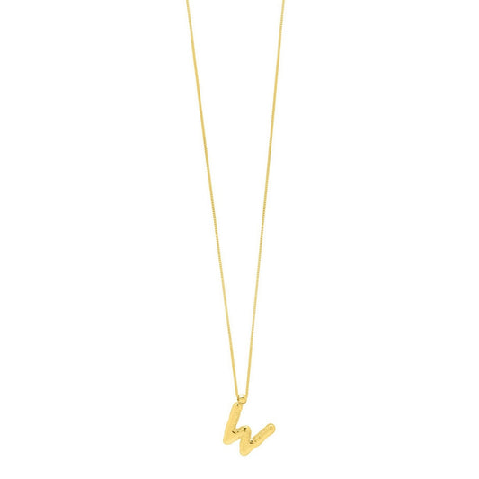 Initial W Pendant — 14K Yellow Gold, 18 in