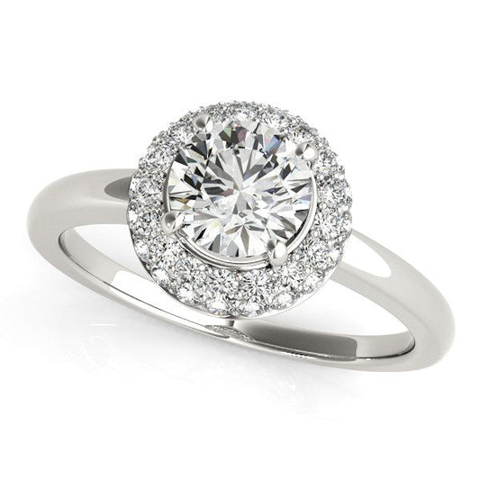 Diamond Engagement Ring with Pave Halo Stones in 14k White Gold (1 3/8 cttw) RCJ Rings  CELESTIA LUXE JEWELLERS