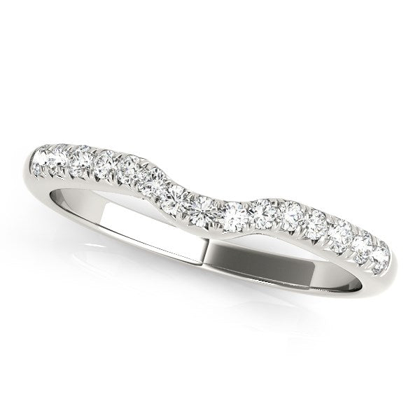 14k White Gold Pave Set Curved Diamond Wedding Band (1/5 cttw) RCJ Rings  CELESTIA LUXE JEWELLERS