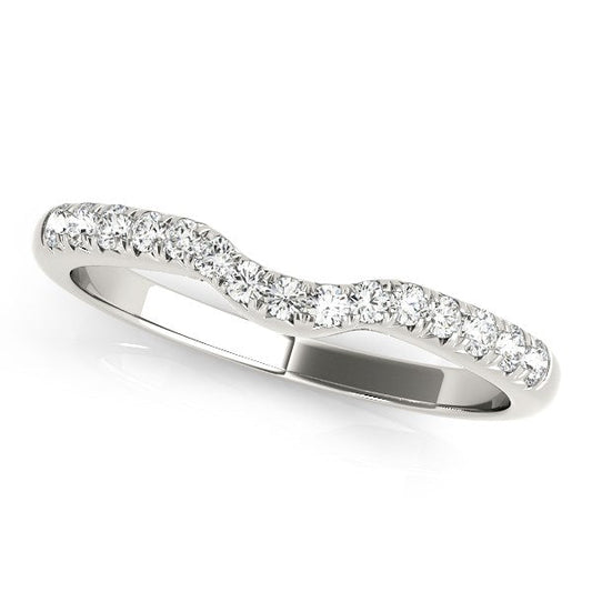 14k White Gold Pave Set Curved Diamond Wedding Band (1/5 cttw) RCJ Rings  CELESTIA LUXE JEWELLERS