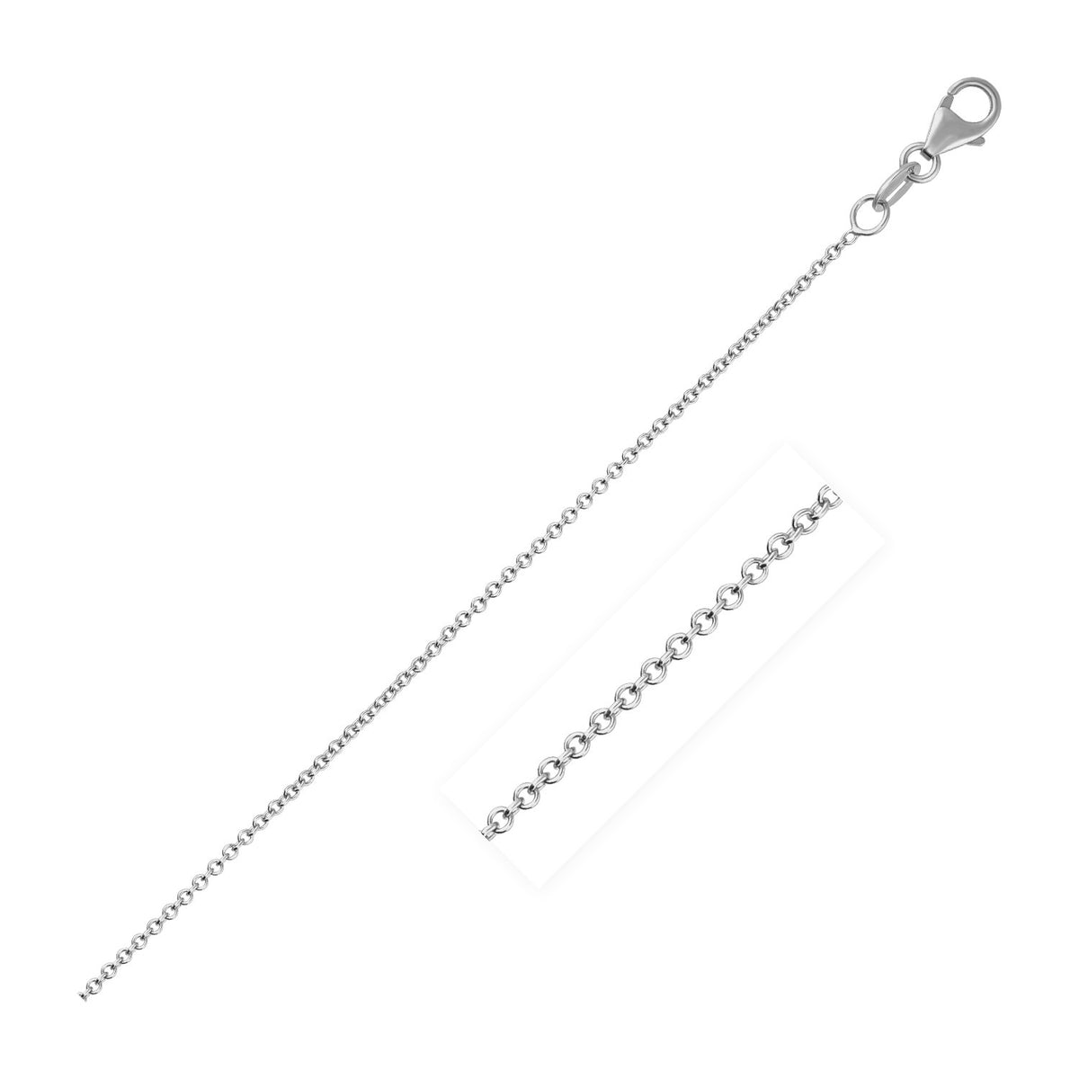 14k White Gold Round Cable Link Chain