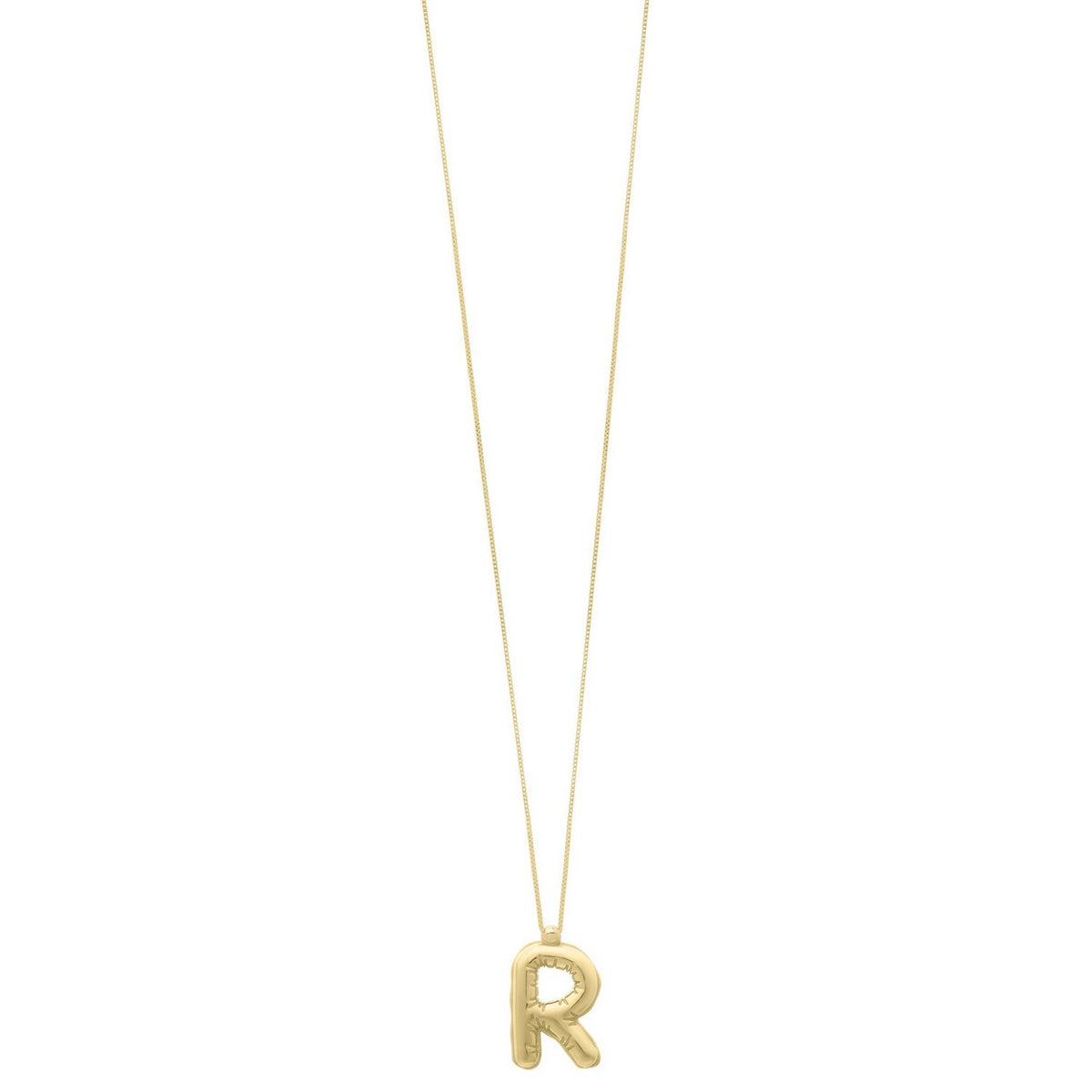 14K Yellow Gold Helium Initial R Pendant