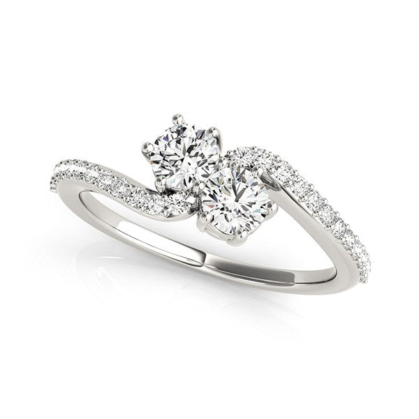 Curved Band Two Stone Diamond Ring in 14k White Gold (3/4 cttw) RCJ Rings  CELESTIA LUXE JEWELLERS