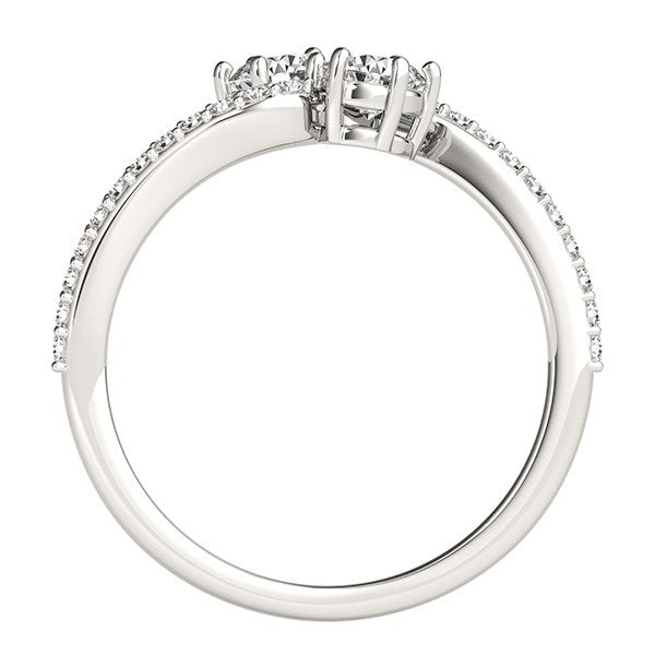 Curved Band Two Stone Diamond Ring in 14k White Gold (3/4 cttw) RCJ Rings  CELESTIA LUXE JEWELLERS
