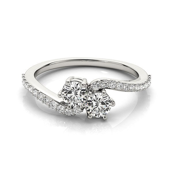 Curved Band Two Stone Diamond Ring in 14k White Gold (3/4 cttw) RCJ Rings  CELESTIA LUXE JEWELLERS