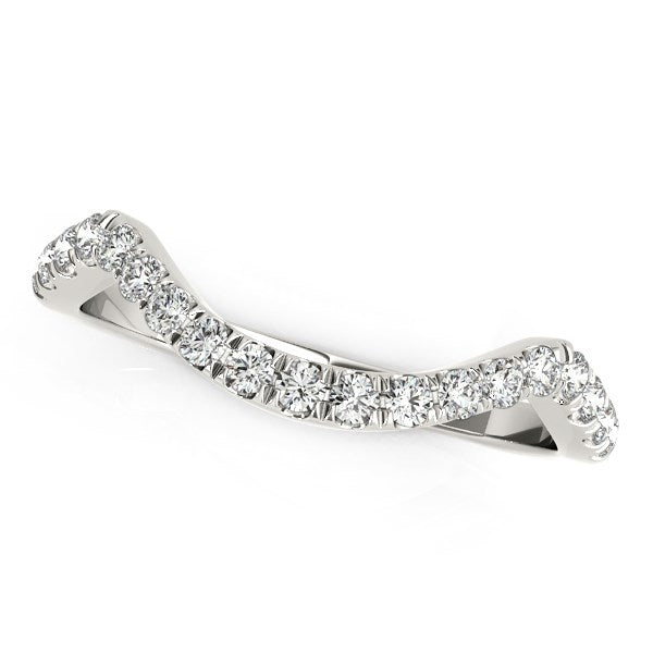 14k White Gold Modern Curved Style Pave Diamond Wedding Band (1/5 cttw) RCJ Rings  CELESTIA LUXE JEWELLERS