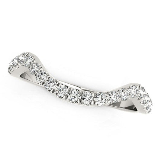 14k White Gold Modern Curved Style Pave Diamond Wedding Band (1/5 cttw) RCJ Rings  CELESTIA LUXE JEWELLERS