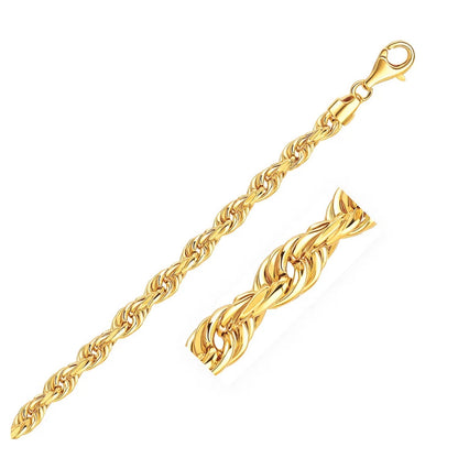 10k Yellow Gold Solid Diamond Cut Rope Bracelet
