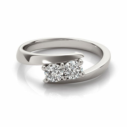 14k White Gold Round Two Stone Common Prong Diamond Ring (1/2 cttw) RCJ Rings  CELESTIA LUXE JEWELLERS