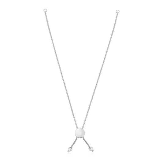 14k White Gold Adjustable Friendship Bracelet Chain with Disc Slide — CELESTIALUXEJEWELLERS