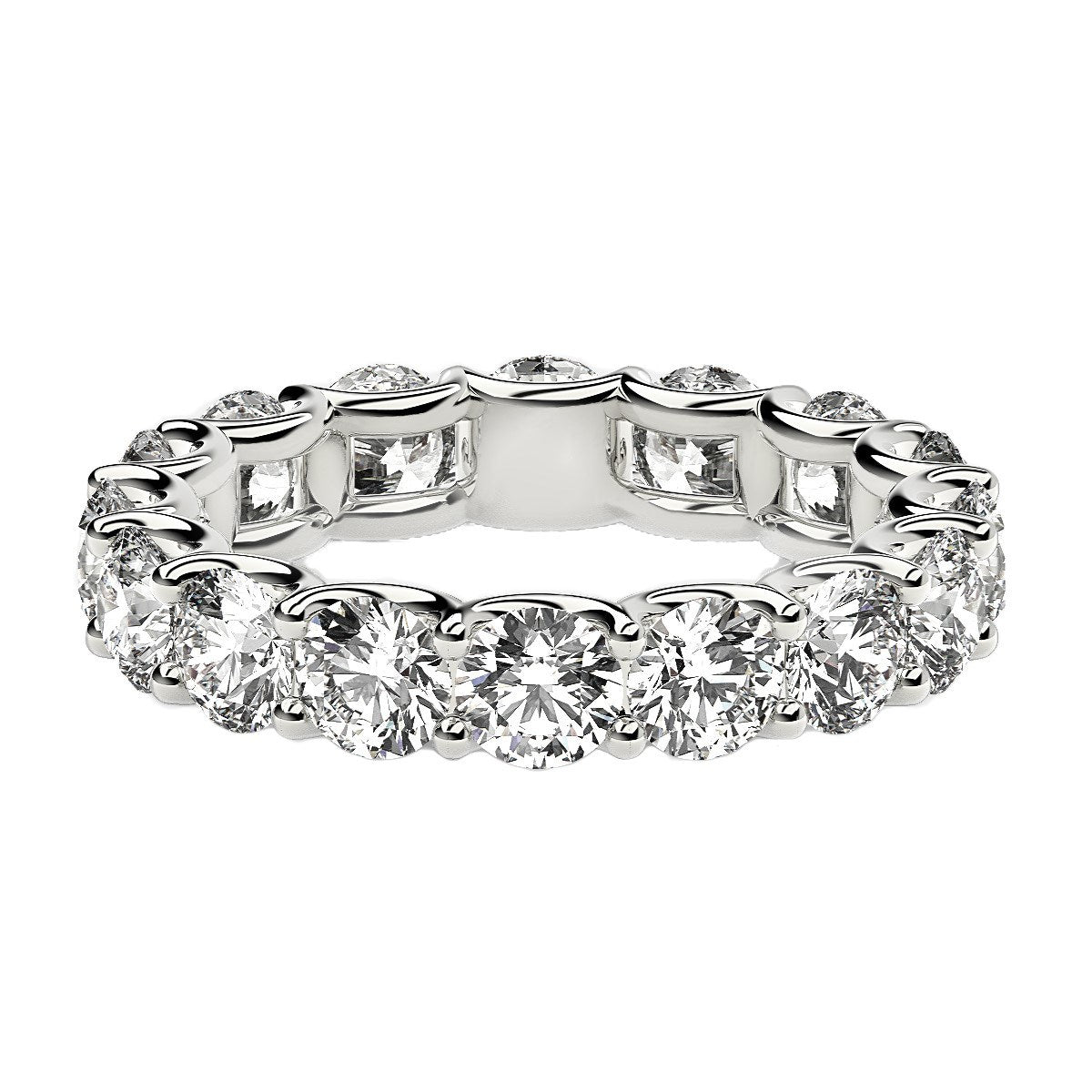 Round Cut Lab Grown Diamond Eternity Ring in 14k White Gold (4 cttw FG/VS2) RCJ Rings  CELESTIA LUXE JEWELLERS