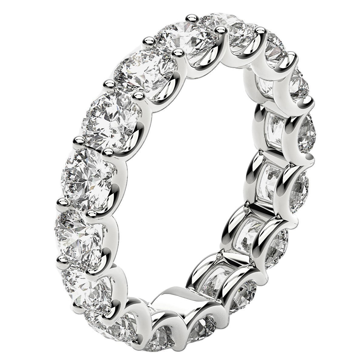 Round Cut Lab Grown Diamond Eternity Ring in 14k White Gold (4 cttw FG/VS2) RCJ Rings  CELESTIA LUXE JEWELLERS