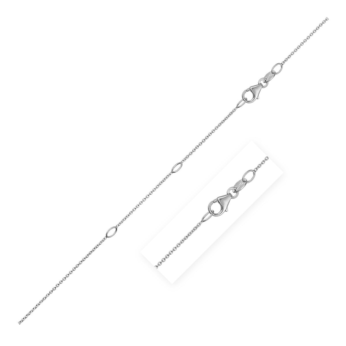 Double Extendable Cable Chain in 14k White Gold
