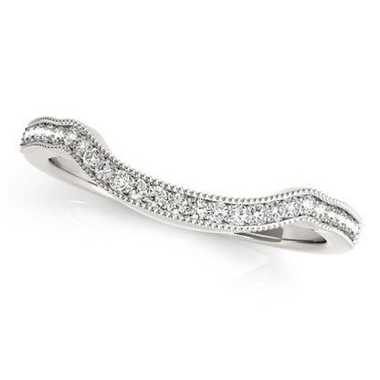 14k White Gold Curvy Style Pave Set Diamond Wedding Band (1/)