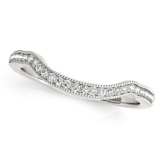 14k White Gold Curvy Style Pave Set Diamond Wedding Band (1/6 cttw) RCJ Rings  CELESTIA LUXE JEWELLERS