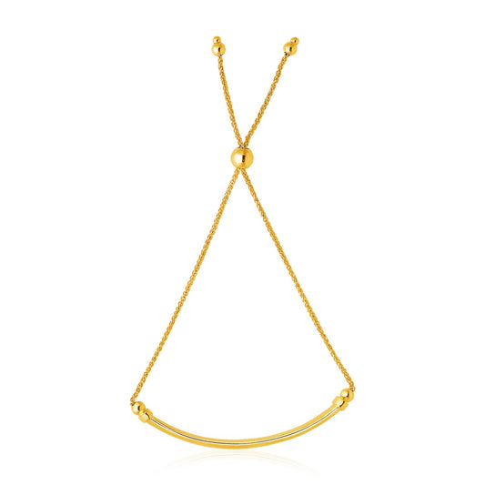 Cœur Courbe Lariat Bracelet — 14K Yellow Gold, 1.00 mm