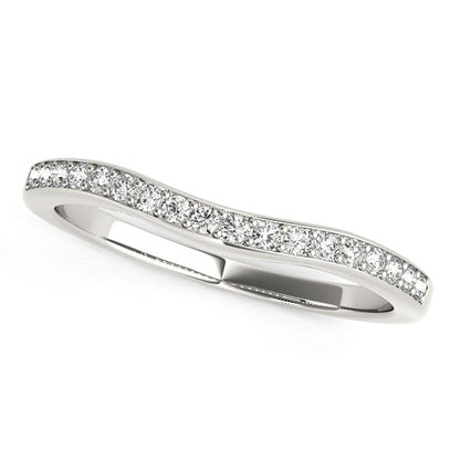 14k White Gold Curved Diamond Wedding Ring (1/)