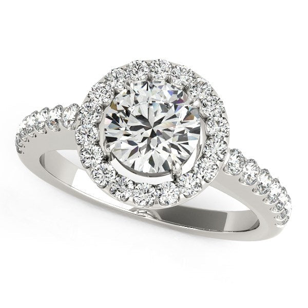 14k White Gold Classic with Pave Halo Diamond Engagement Ring (1 1/2 cttw) RCJ Rings  CELESTIA LUXE JEWELLERS