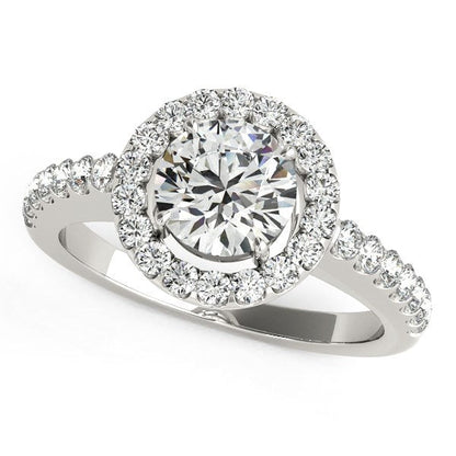 14k White Gold Classic with Pave Halo Diamond Engagement Ring (1 1/2 cttw) RCJ Rings  CELESTIA LUXE JEWELLERS
